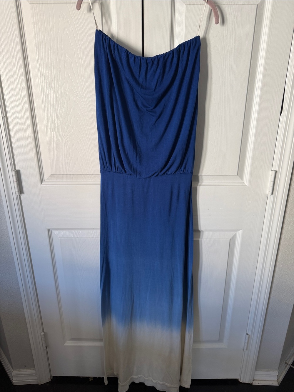 Young Fabulous & Broke Royal Blue to Cream Strapless Ombre Maxi Dress - Picture 2 of 4
